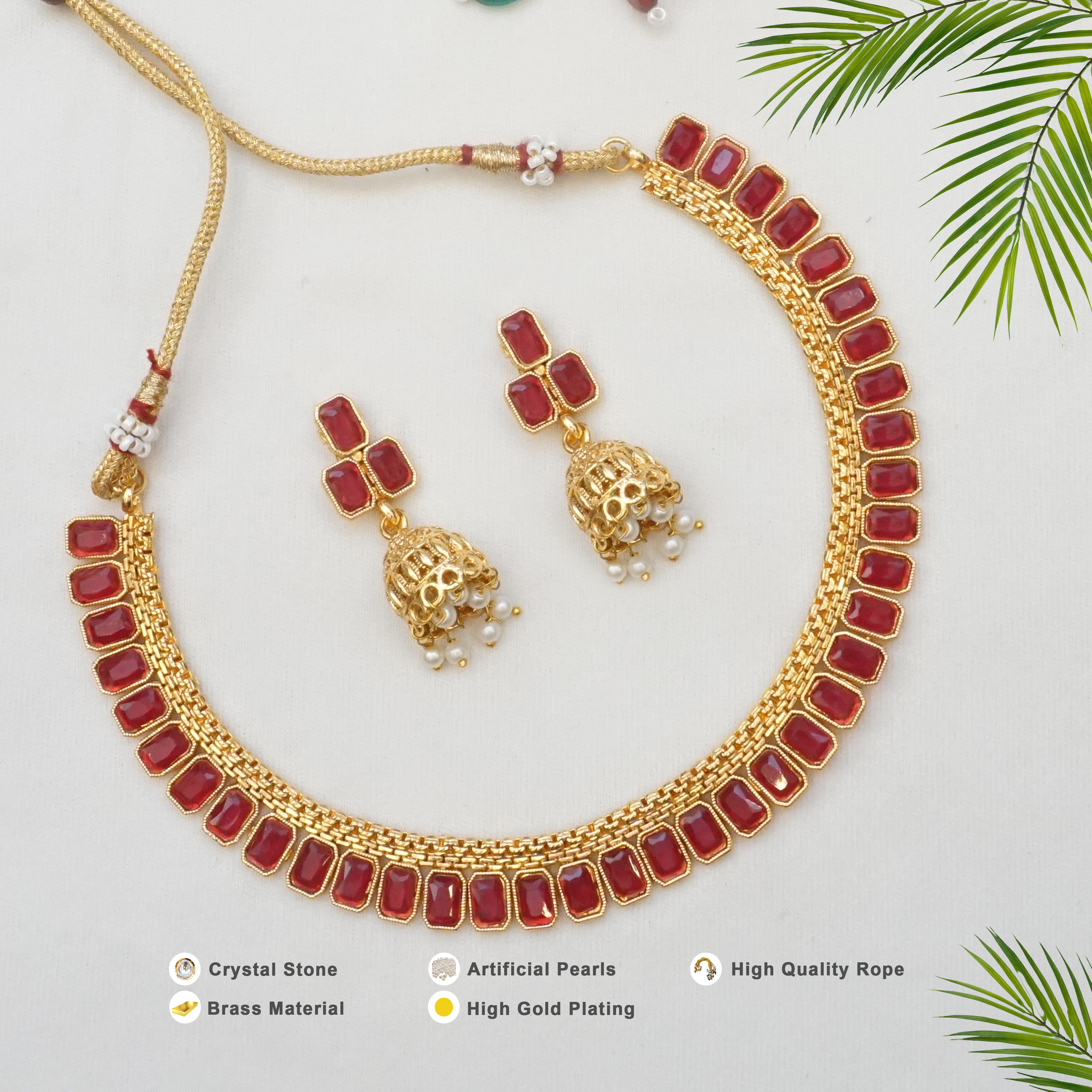 Shrungar Jewellery Set with Gold plated Short Nacklace, Long Nacklace with  Earring – Sajshrungar.com